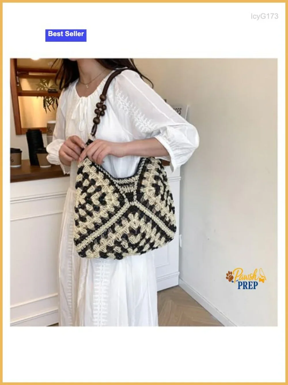 Boho Woven Straw Hobo Bag for Women Summer Beach Tote Shoulder Handbag
